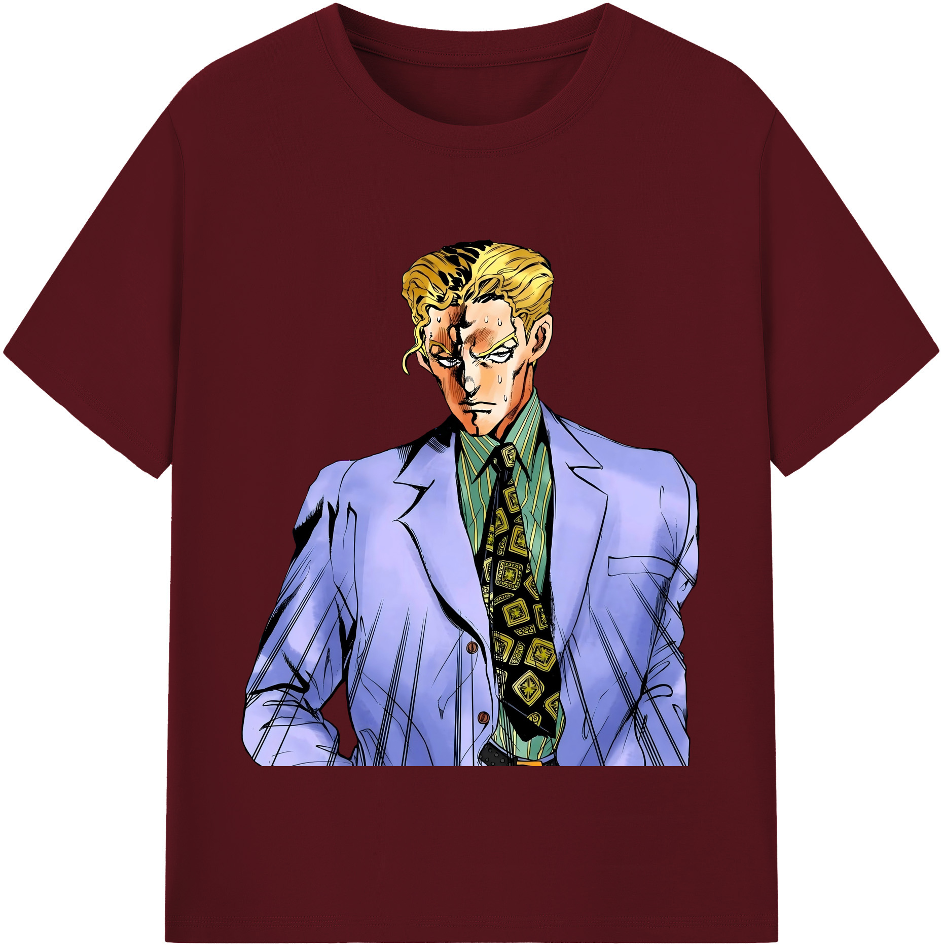 （画像用） ジョジョの奇妙な冒険 きら よしかげ JoJo's Bizarre Adventure Kira Yoshikage 綿100％半袖Tシャツ（フロントプリント）